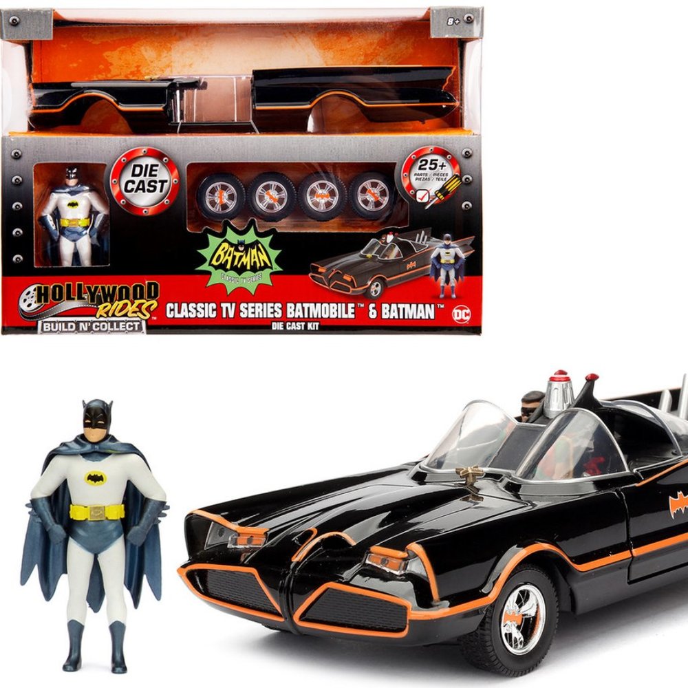 NIB Model Kit Classic Batmobile Black w/Batman Diecast Figure (1966-1968)